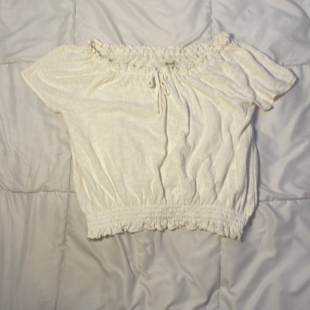 Madewell Cotton Textured Boho Blouse Crème XS
